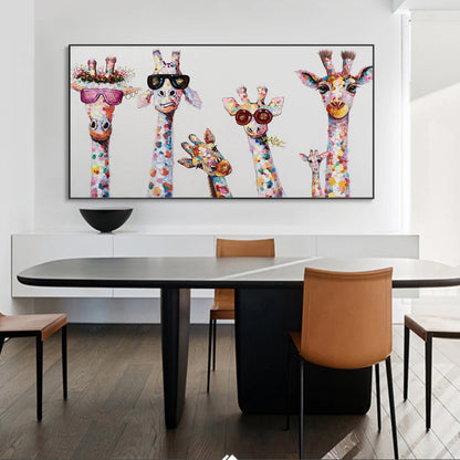 Abstract Giraffe Family Graffiti Art Canvas Paintings On the Wall Art Posters And Prints Animals Street Art Picture For Kid Room - NICEART
