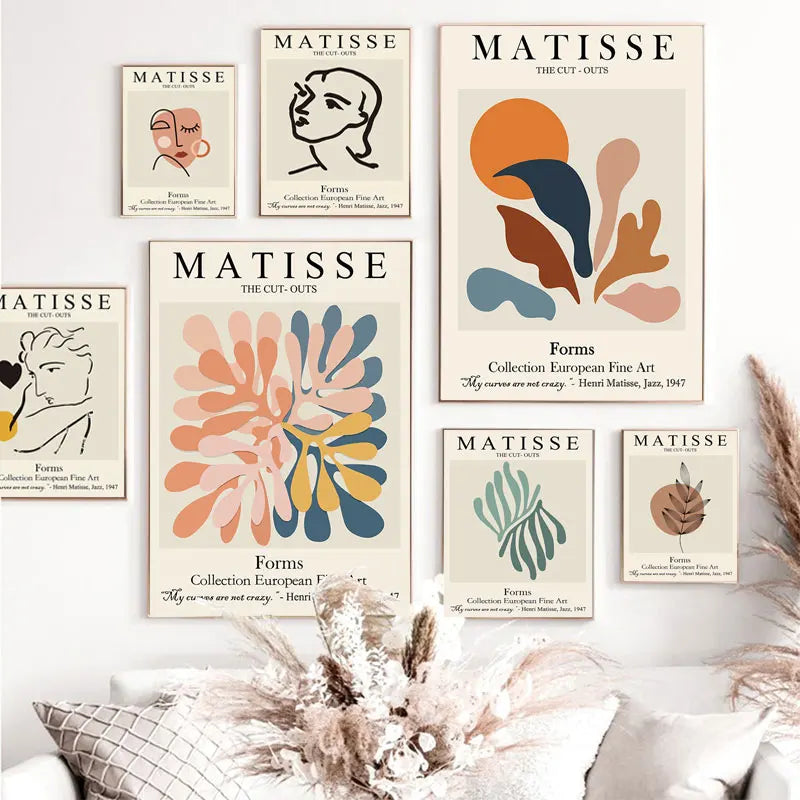 Abstract Wall Art Matisse Poster Line Face Coral Leaves Posters and Prints Canvas Paintings for Interior  Pictures Room Decor - NICEART