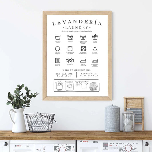 LAVANDERIA Spanish Laundry Room Wall Art Decoration Canvas Painting Picture Minimalist Posters and Prints Spain Gifts - niceart