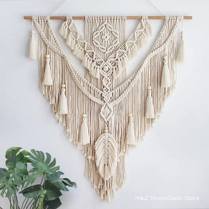 Nordic Bohemian Macrame Wall Hanging Tassel Boho Tapestry Hand-Woven For Home Decor Livingroom Bedroom Room House Decoration