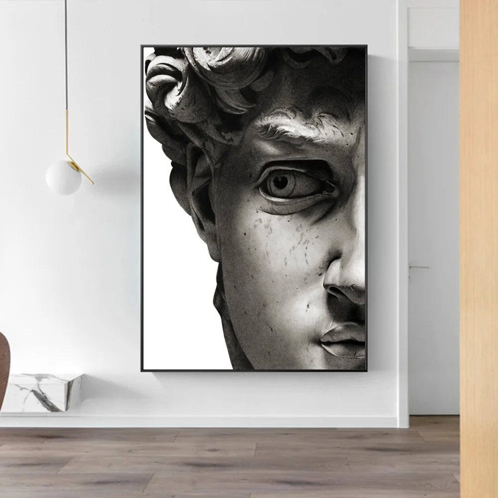 Black And White David Sculpture Canvas Paintings On The Wall Posters And Prints Portrait Wall Art Canvas Pictures Decor Cuadros - niceart