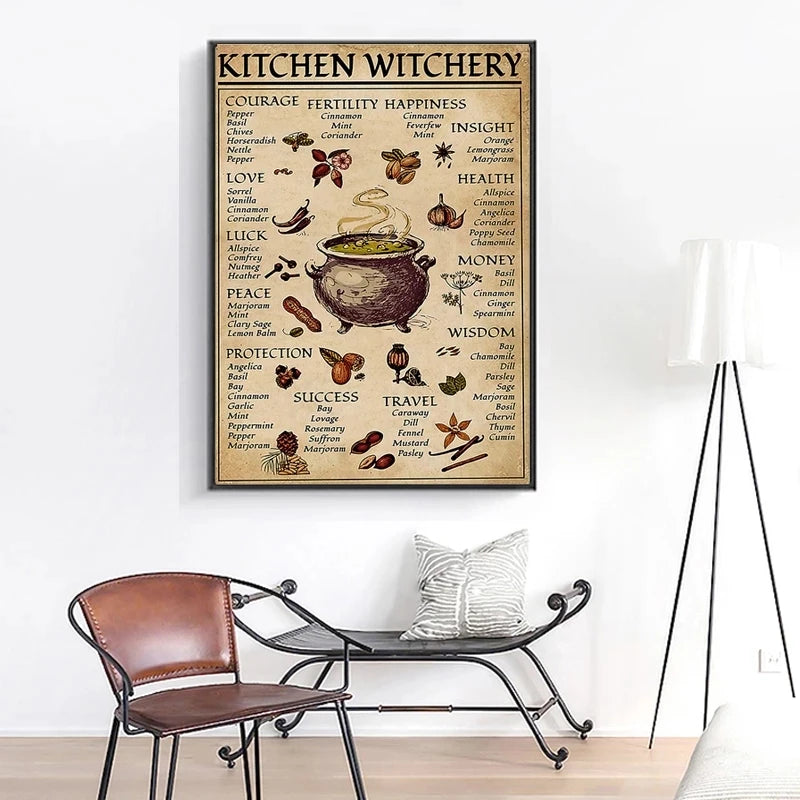 Funny Witches Magic Knowledge Canvas Paintings Kitchen Witchery Posters and Print Wall Art Picture for Living Room Decor Cuadros - niceart