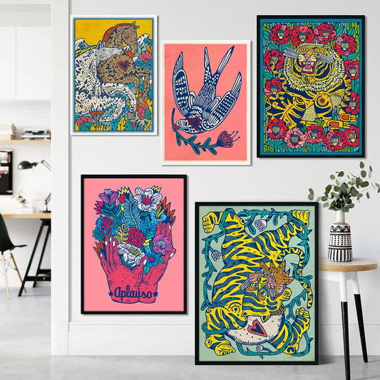 Modern Decoration Canvas Painting Abstract Art Medical Floral Animal Tiger Posters Prints Colorful Pictures for Home Office - NICEART