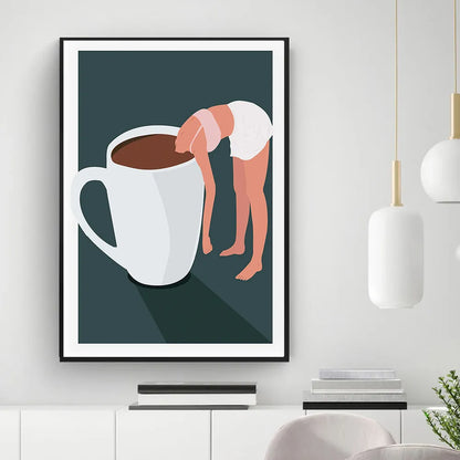 Funny Wall Art Canvas Painting Nordic Coffee Cups Coffee Lover Kitchen Posters And Prints Wall Pictures For Bathroom Home Decor - niceart