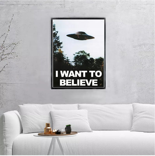 I WANT TO BELIEVE - The X Files Art Silk Or Canvas  UFO TV Series  Print Canvas Painting Decorative Picture Home Decor - niceart