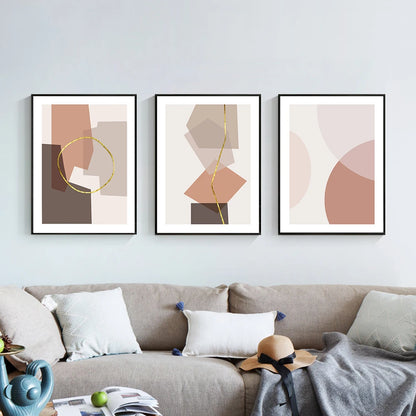 Abstract Pink Geometric Oil Painting Printed On Canvas Nordic Wall Art Picture Prints And Poster For Room Coffee Decoration - NICEART