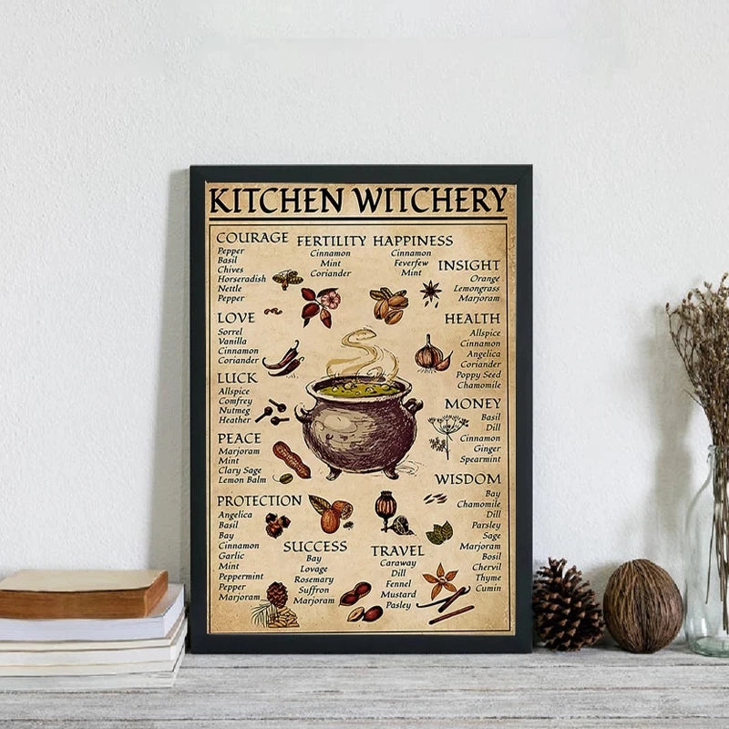 Funny Witches Magic Knowledge Canvas Paintings Kitchen Witchery Posters and Print Wall Art Picture for Living Room Decor Cuadros - niceart