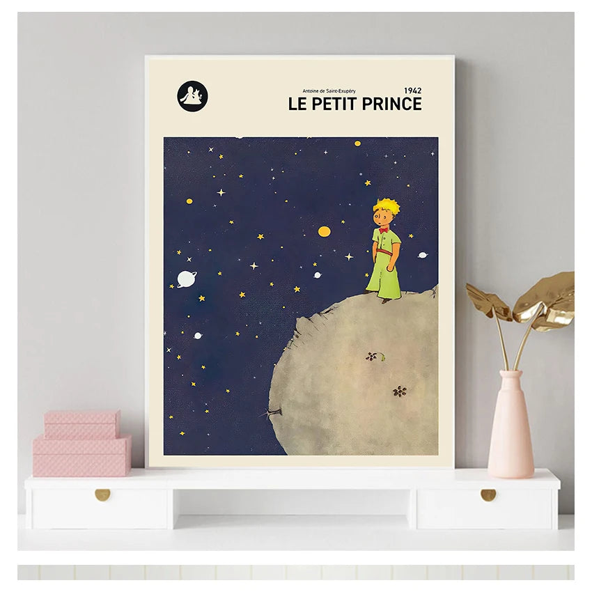 Prints Nursery Wall Art Canvas Painting Le Petit Prince Book Cover Poster Kids Room Wall Decor The Little Prince French Version - niceart