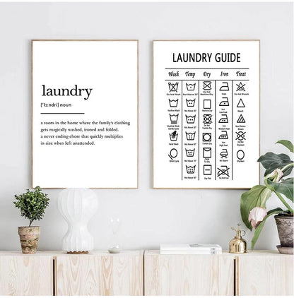 Laundry Guide Canvas Painting Wall Art Laundry Cheat Sheet Poster Print Minimalist Art Poster Wall Pictures For Bathroom Decor - NICEART