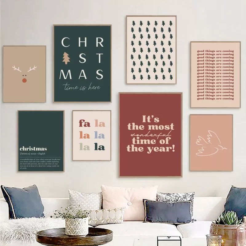 Christmas Posters and Prints Christmas Quote Wall Art Canvas Painting Happy Holiday Pictures Room Wall Decor Home Decoration - niceart