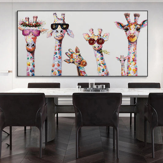 Abstract Giraffe Family Graffiti Art Canvas Paintings On the Wall Art Posters And Prints Animals Street Art Picture For Kid Room - NICEART