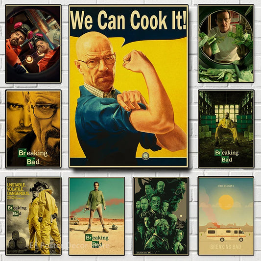 Buy Three Get Four Hot TV Breaking Bad Poster Aesthetic Prints Vintage Home Room Art Wall Decor Picture Walter Retro Painting - NICEART