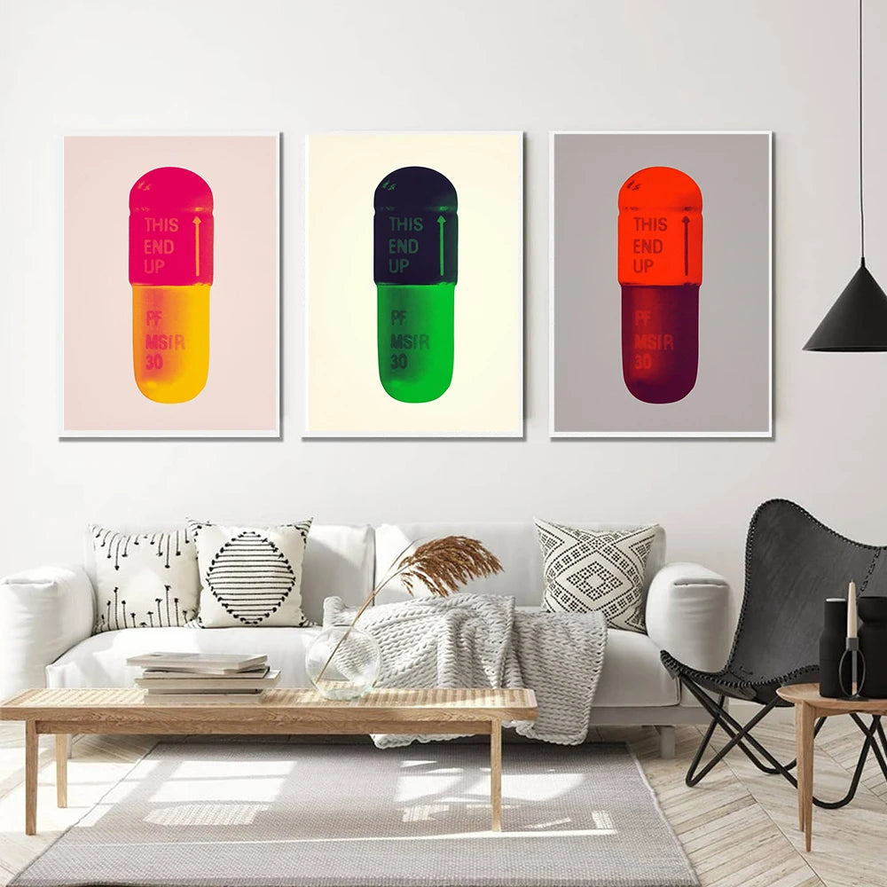 Damien Hirst Pop Art Exhibition Poster Color Pills Canvas Painting Wall Art Picture Abstract Prints Modern Museum Home Decor - NICEART