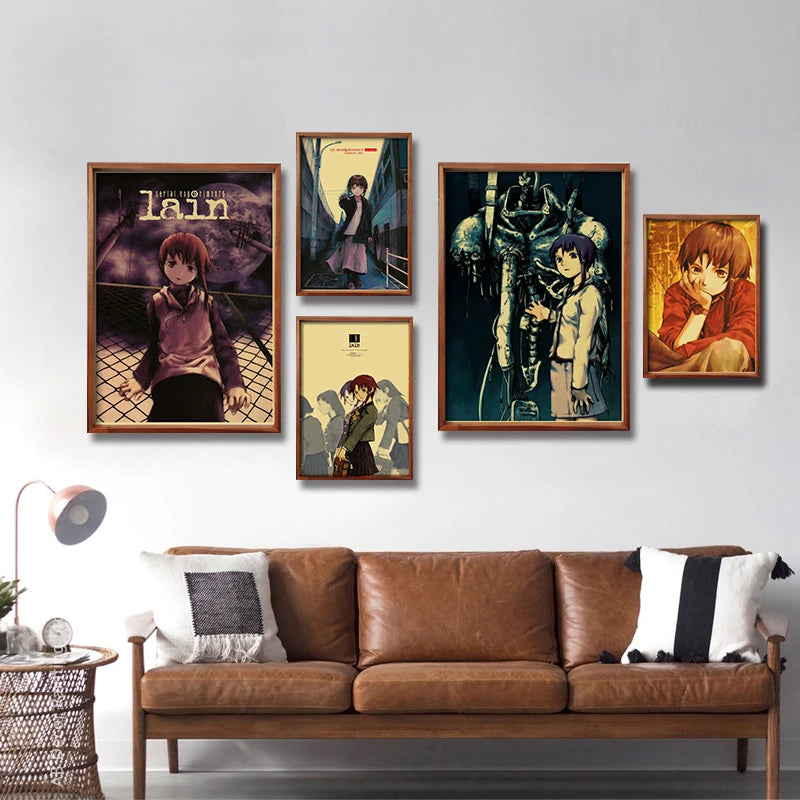 Retro Serial Experiments Lain Anime Posters Kraft Paper Prints DIY Vintage Home Room Cafe Bar Art Wall Decor Aesthetic Painting - NICEART