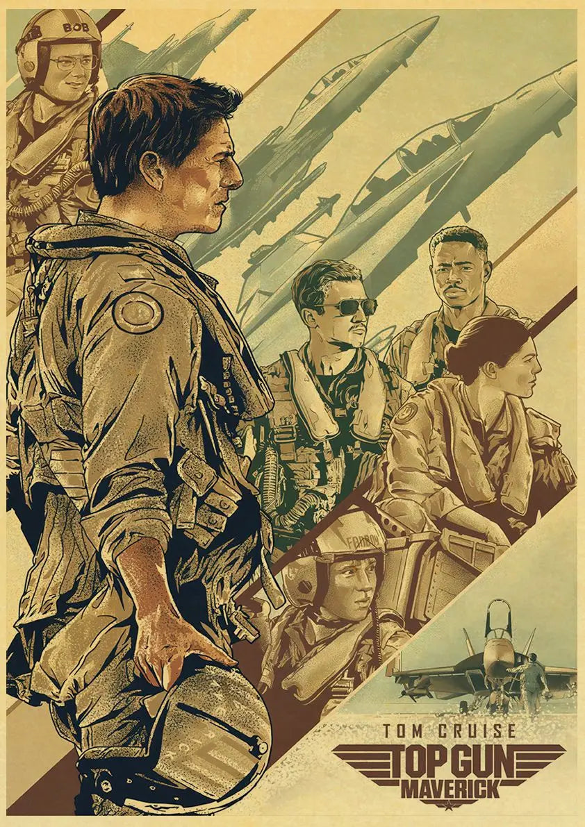 Top Gun Maverick 2022 New Movie Posters 1986 Retro American Love Fims Wall Art Canvas Painting Pictures Prints Cafe Home Decor - NICEART