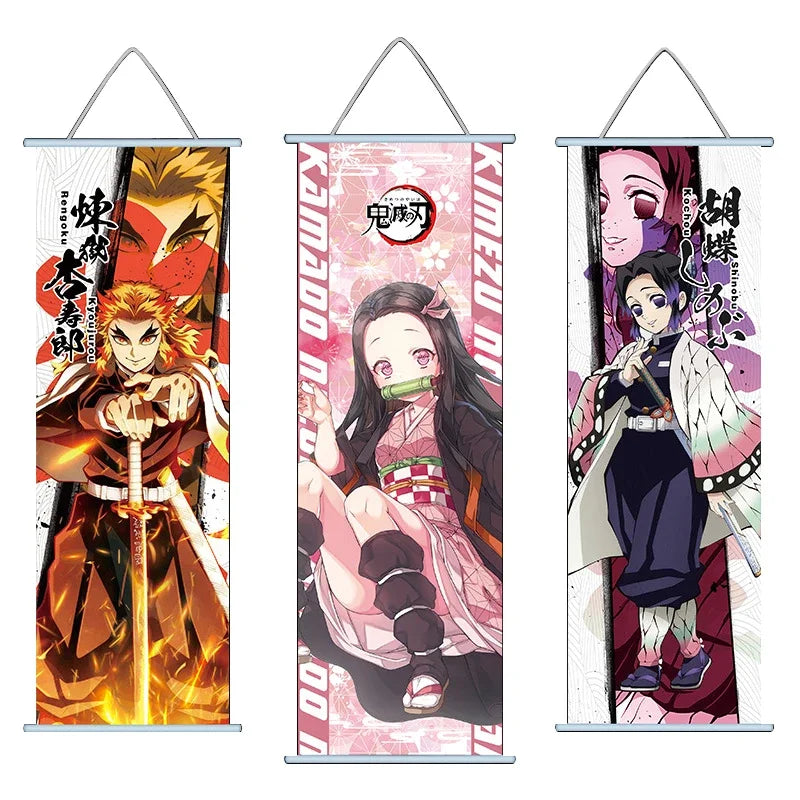 Demon Slayer Kanroji Mitsuri Kochou Shinobu Scroll Canvas Wall Hanging Painting Home Decor Anime Poster Wall Art Room Decoration - NICEART