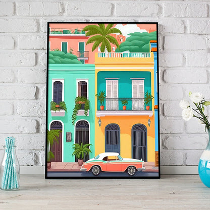 Modern Travel Illustration Italy Famous Cities Poster Colorful Architecture Print Abstract Art Canvas Landscape Room Home Decor - NICEART