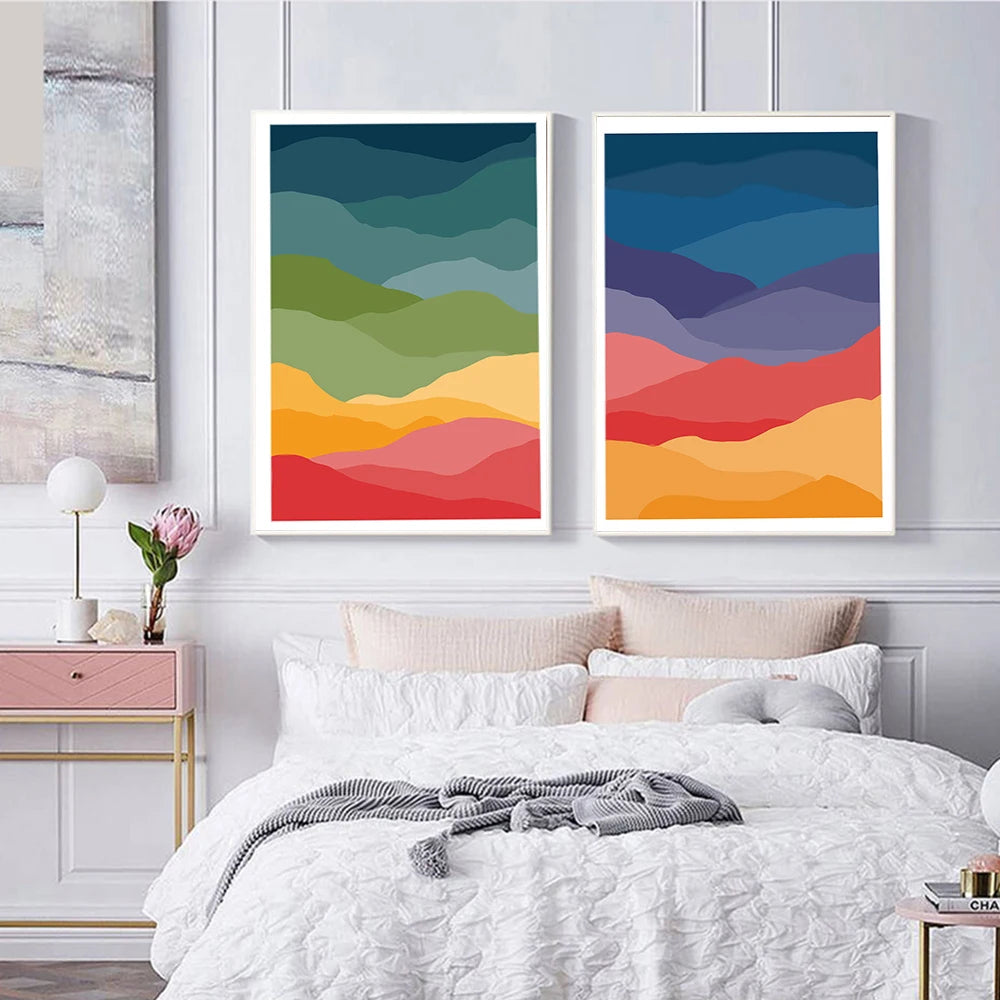 Abstract Poster Modern Rainbow Waves Canvas Painting Nordic Lgbt Art Print Boho Fashion Wall Picture For Living Room Home Decor - NICEART