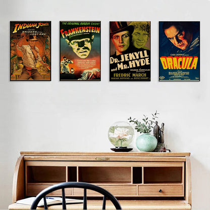 Old Movie Posters Classic Film Jaws Retro Kraft Paper Vintage Room Home Bar Cafe Decor Gift Print Aesthetic Art Wall Paintings - NICEART