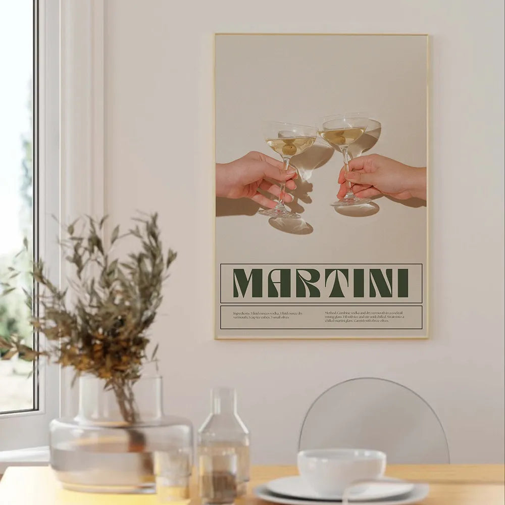 Martini Art Poster Print Negroni Cocktail Bar Wall Retro Canvas Decor Wine Painting Linving Room Home Friend Cheers Pictures - NICEART