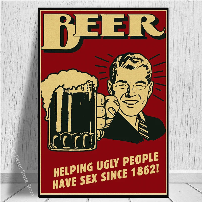 Beer Vintage Poster Cigarette Coffee Retro Kraft Paper Prints Picture DIY Aesthetic Room Home Bar Cafe Art Wall Decor Painting - NICEART
