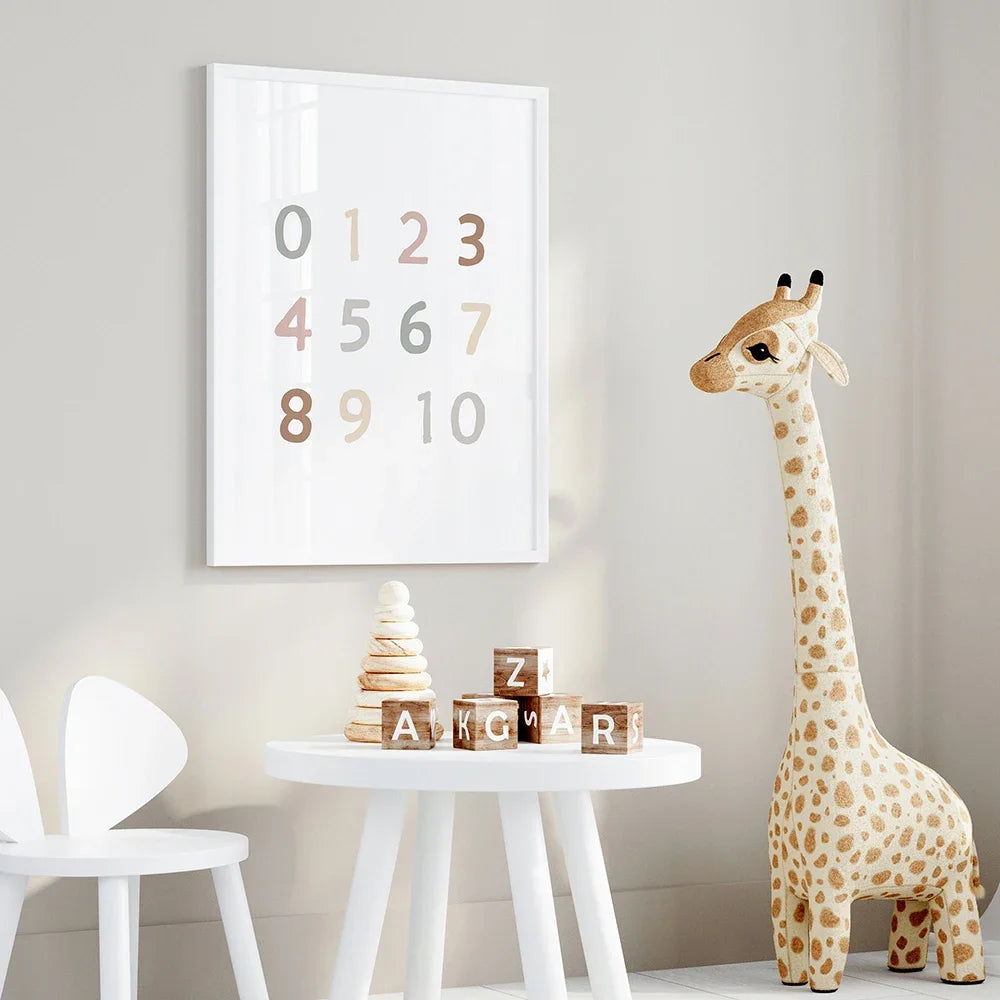 Alphabet Number Nursery Kids Education Canvas Painting Animal Color Shape Learning Prints Wall Art Nordic Poster Baby Room Decor - NICEART
