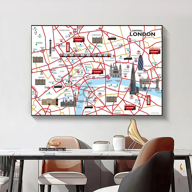 Modern Art London Block Building Traffic Map Canvas Painting and Printmaking Home Decoration in the Living Room Picture - NICEART