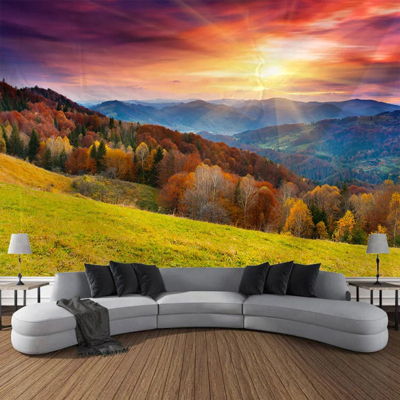 Natural Scenery, Hilly Grassland Tapestry, Art Decoration, Curtain, Hanging, Home, Bedroom, Living Room Decoration