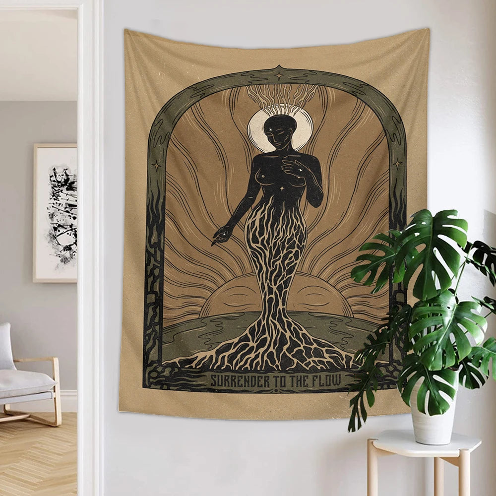 95x73cm Alien Tapestry Mandala Macrame Hippie Art Wall Hanging Tapestries Living Room Home Tarot Decor Psychedelic Wall Tapestry - NICEART