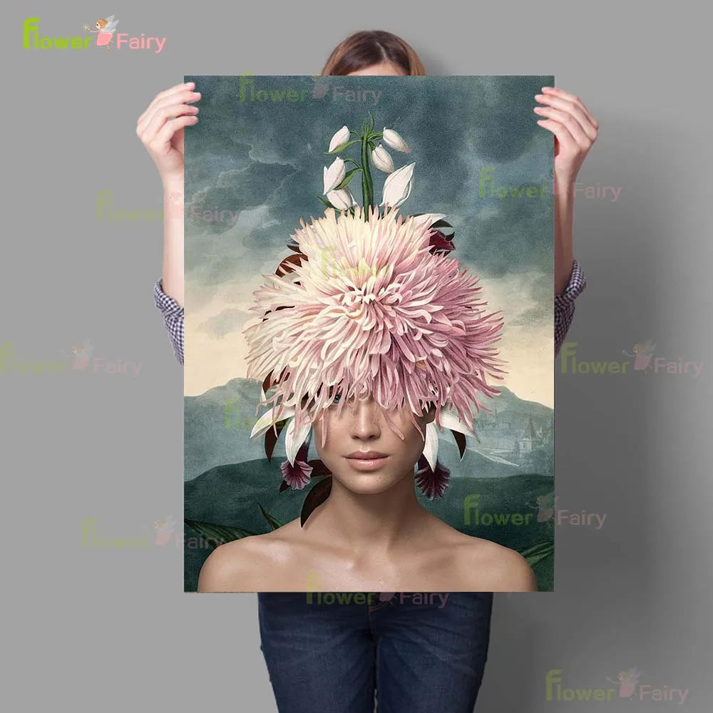 Flower Hair Woman Sexy Girl Modern Posters Wall Art Canvas Painting Abstract Home Decor Wall Pictures For Living Room Unframed - NICEART