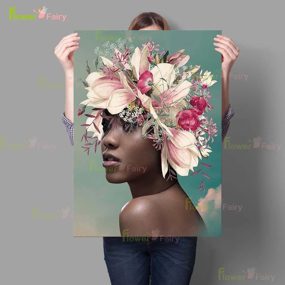 Flower Hair Woman Sexy Girl Modern Posters Wall Art Canvas Painting Abstract Home Decor Wall Pictures For Living Room Unframed - NICEART