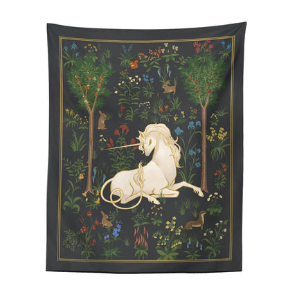 Mythical Unicorn Tapestry Wall Hangings Forest Fantasy Aesthetic Room Decor Heraldic Medieval Tapestry Art Fairytale Anime Decor