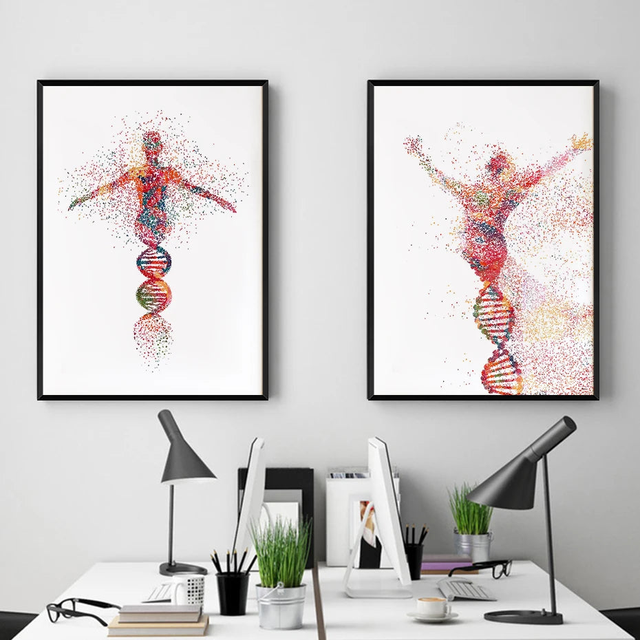 DNA Tree Watercolor Prints Biology Office Decor Chemical Lab Wall Art Canvas Paitning Poster Science Wall Pictures Chemists Gift - NICEART