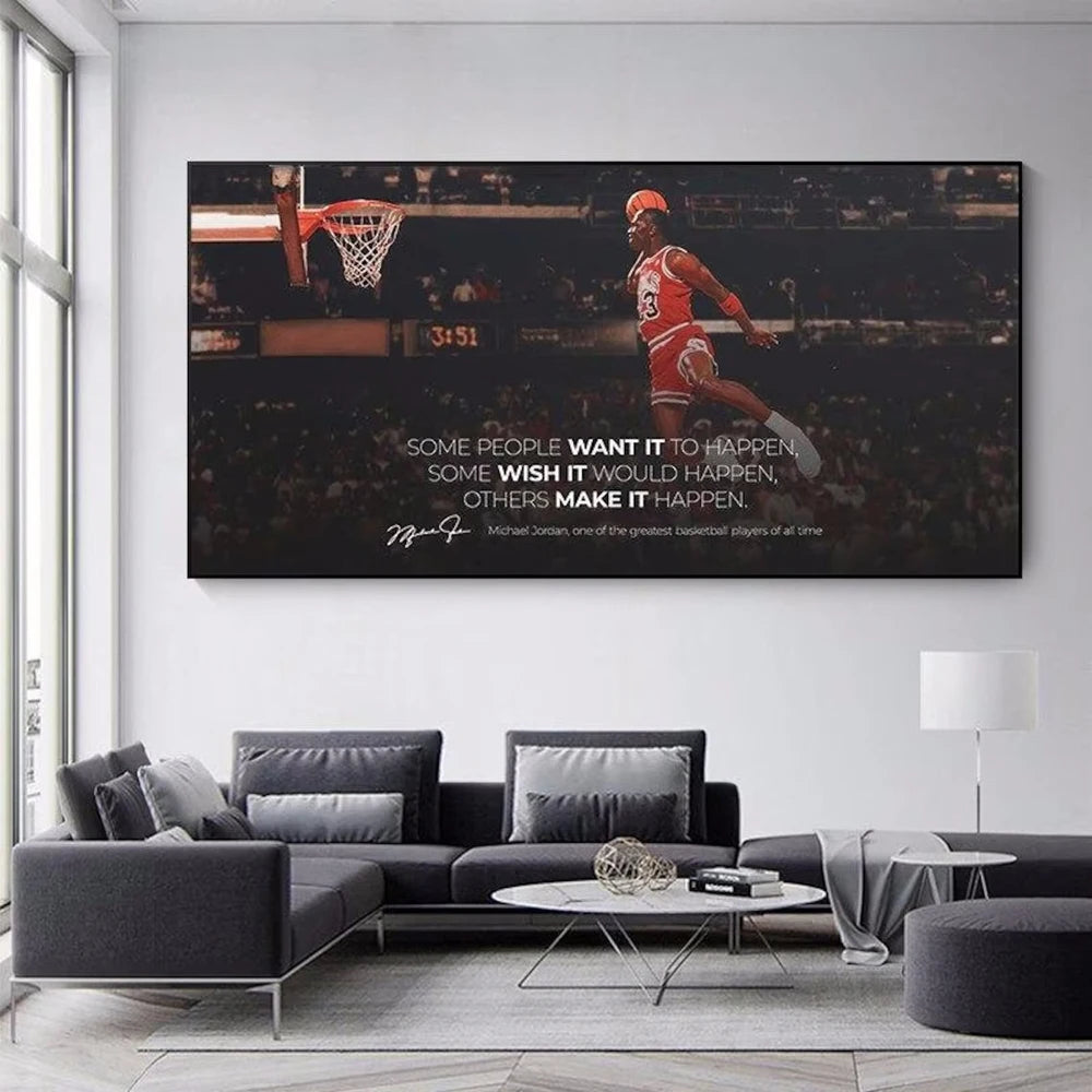 Jordon Quotes Motivational Basketball Posters and Prints Legend Basketball Star Canvas Painting Sport Wall Art Home Decor Mural - NICEART