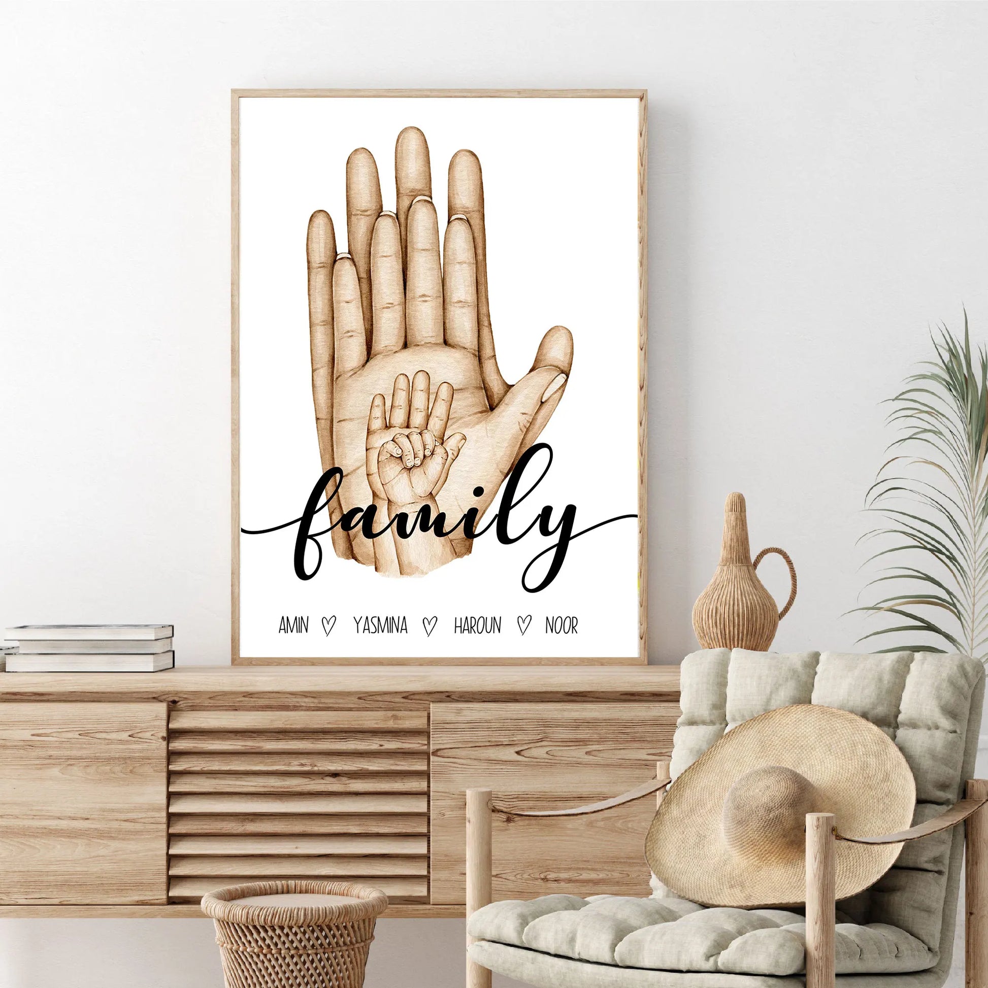 Personalized Family Hands Set 3 Of Poster Lovers Gifts Canvas Painting Nordic Art Print Abstract Wall Pictures Living Room Decor - NICEART