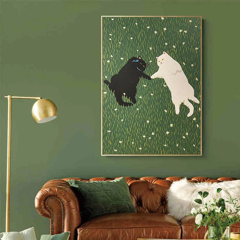 Funny Cute Lovers Cat Can You Sing Me That Until I Stop Poster Canvas Painting Kitty On Grass Wall Art Living Room Home Decor - niceart