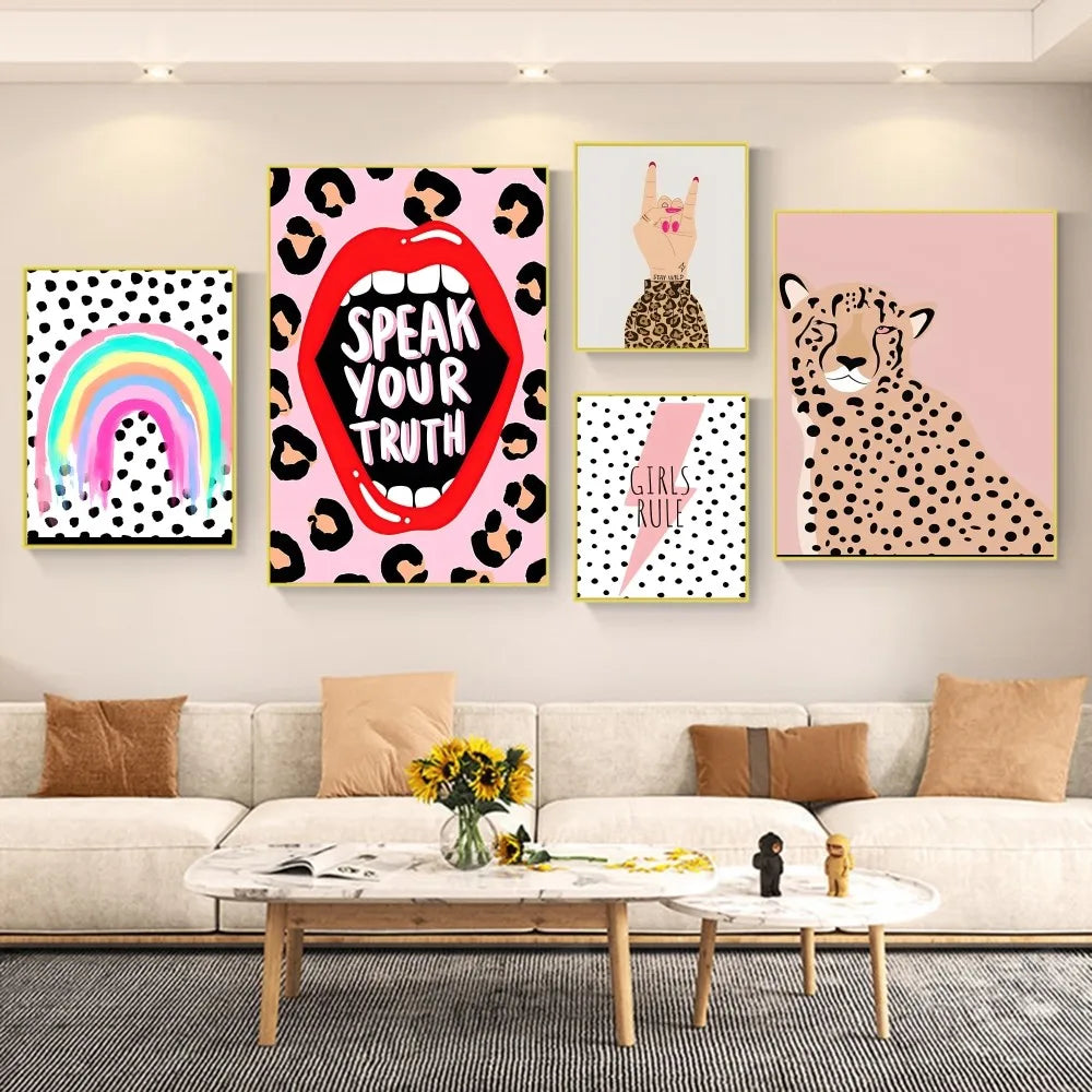 Abstract Tiger Leopard Girl Power Poster Anime Posters Sticky Vintage Room Home Bar Cafe Decor Kawaii Room Decor - NICEART