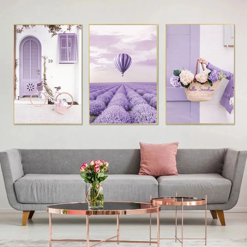 Lavender Manor Frameless Canvas Painting Decorative Art Printing Poster Image Home Living Room Bedroom Decoration Painting - NICEART