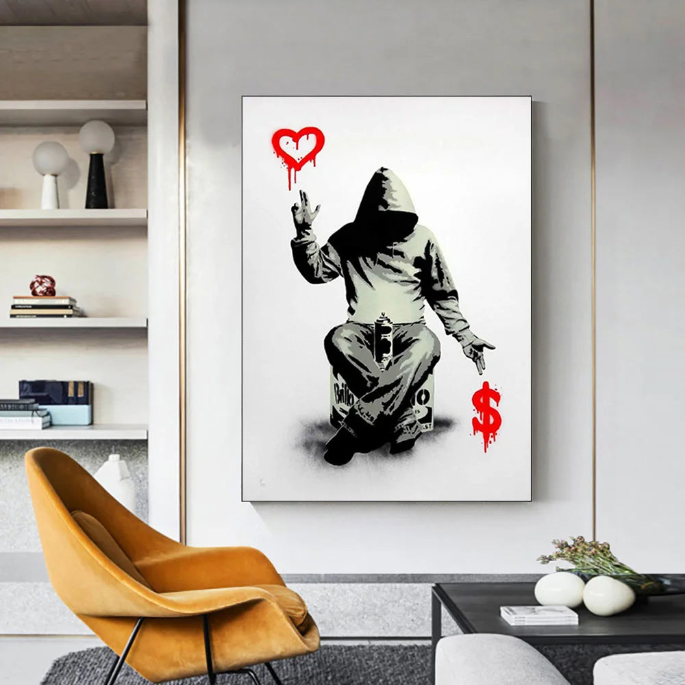Graffiti Abstract Money And Love Wall Art Poster Modern Pop Minimalist Home Decor Mural Canvas Paint Picture Print Artwork Gift - NICEART