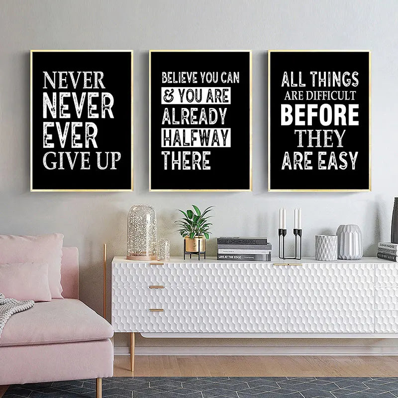 Black Inspiring Quotes Canvas Painting Modern Wall Decorative Poster and Print Living Room Office Art Picture Home Decor - niceart