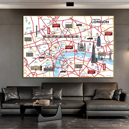 Modern Art London Block Building Traffic Map Canvas Painting and Printmaking Home Decoration in the Living Room Picture - NICEART