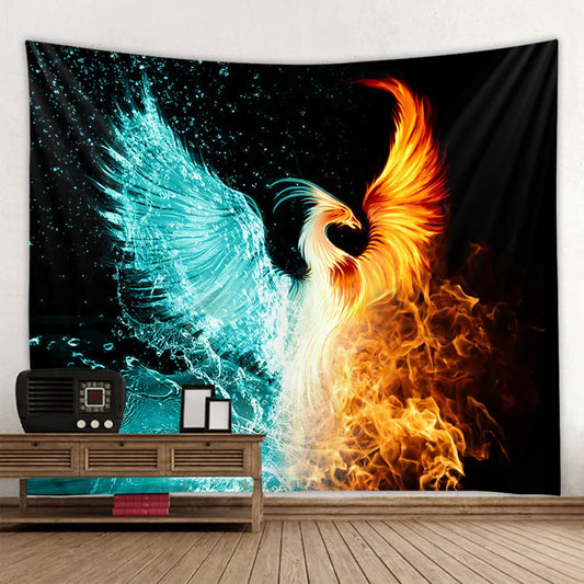 Fire Phoenix Wall Hanging Tapestry Flying Bird Art Decorative Blanket Curtain Hanging at Home Bedroom Living Room Decor