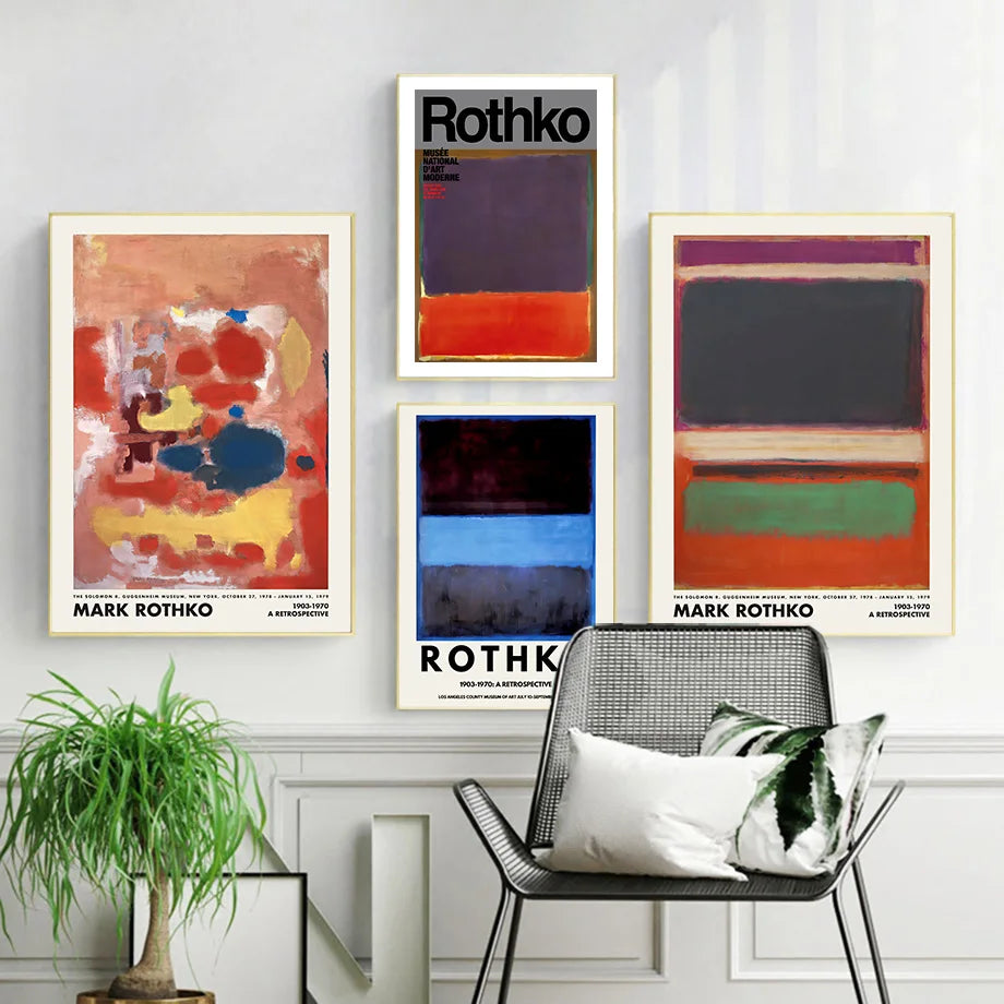 Mark Rothko Exhibition Museum Posters And Print Abstract Block Color Red Blue Wall Art Canvas Painting Decor Picture Living Room - NICEART