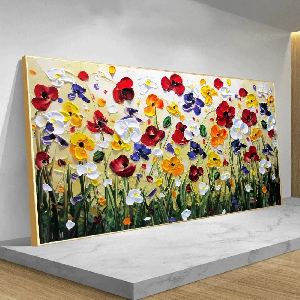 Hot Nordic Art Abstract Flowers Oil Painting on Canvas Wall Art Posters and Prints Wall Pictures Living Room Home Cuadros Decor - NICEART