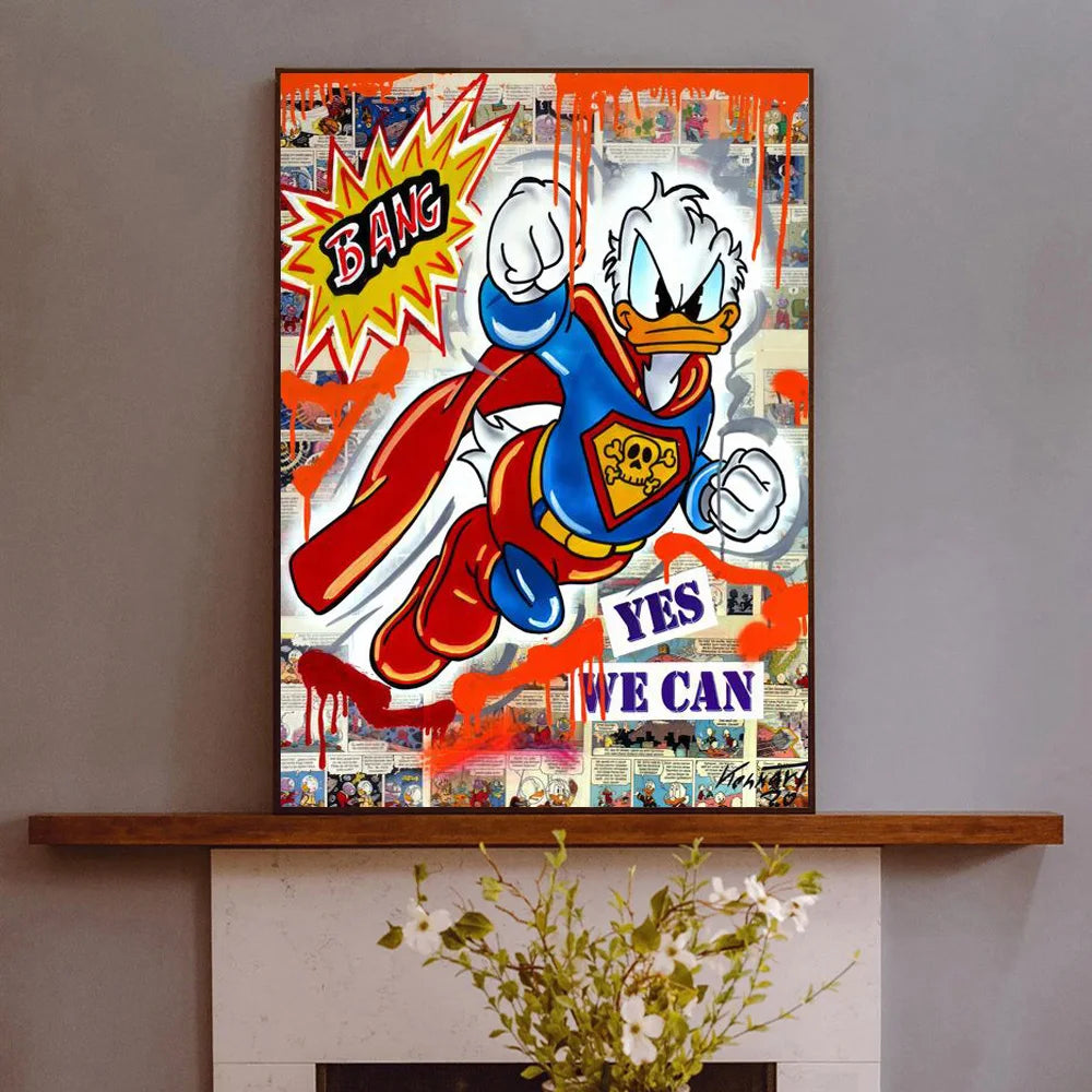 Abstract Mickey Mouse Graffiti Wall Decor Posters And Prints Donald Duck Street Art Cartoon Pop Canvas Painting For Living Room - NICEART