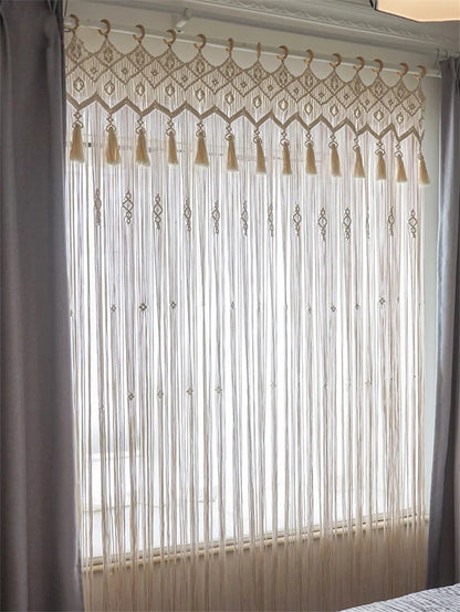 Hand-woven Macrame Cotton Door Curtain Tapestry Wall Hanging Art Tapestry Boho Decoration Bohemia Wedding Backdrop Tapestry