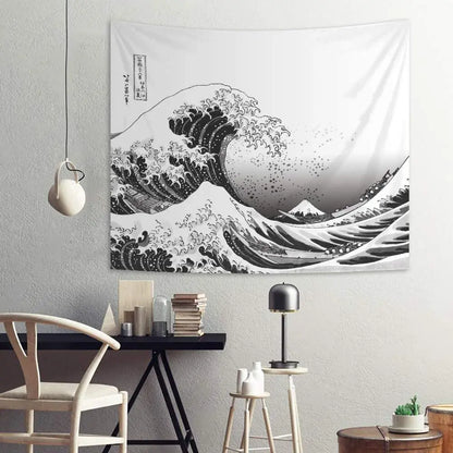 Japanese Kanagawa Big Wave Tapestry Psychedelic Tapestry Teen Indie Room Decor Macrame Wall Hanging Large Fabric Wall Tapestry