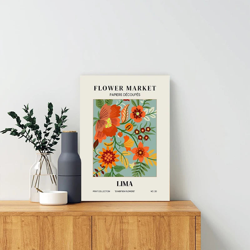 Flower Market Wall Art Canvas Painting with Frame Matisse City Flowers Poster Nordic Living Room Interior Print Picture Decor - NICEART