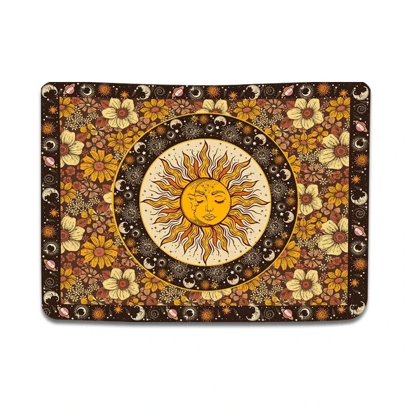 Sun Moon Tapestry Vintage Boho Tapestries Wall Hanging with Sunflowers Moth Constellation Aesthetic for Bedroom Dorm Living Room - NICEART