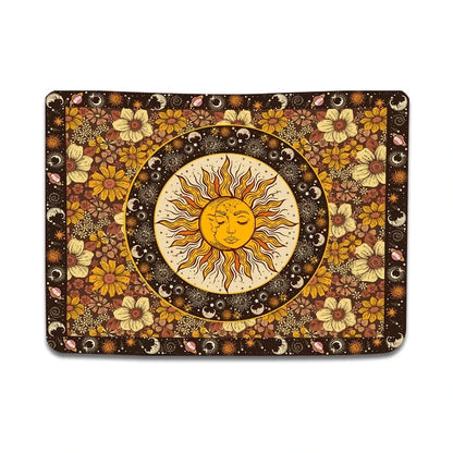 Sun Moon Tapestry Vintage Boho Tapestries Wall Hanging with Sunflowers Moth Constellation Aesthetic for Bedroom Dorm Living Room